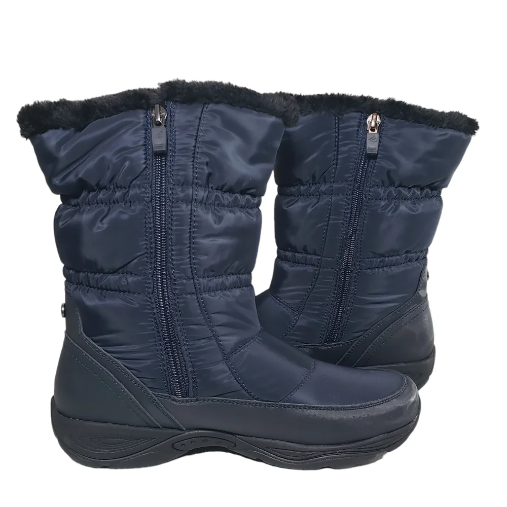 Life Stride Element2 Dark Blue Faux Fur Zip Winter Boots Sz 8M